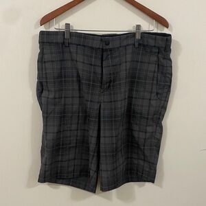 Nike Men's Charcoal Plaid Flat Front Shorts